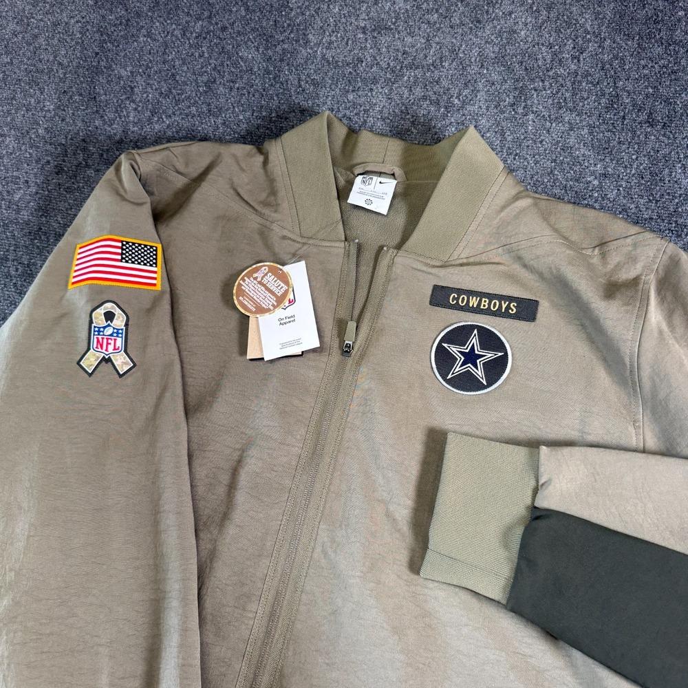 Nike 2025 Dallas Cowboys Mens XXL Salute to Service Bomber Jacket Army Green NEW